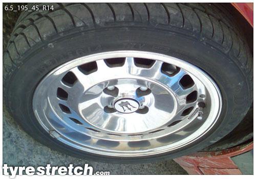 An example of tyre stretch: 195/45 R14 on 6.5J