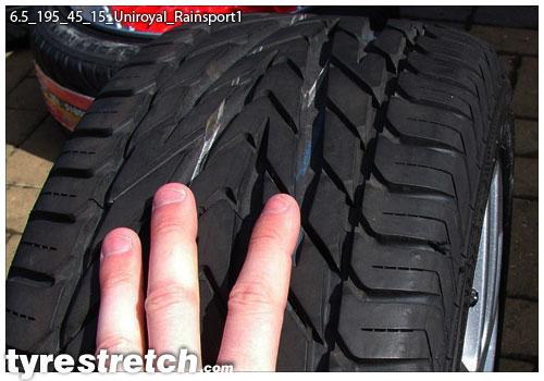 An example of tyre stretch: 195/45 R15 on 6.5J – UNIROYAL