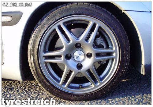 An example of tyre stretch: 195/45 R15 on 6.5J