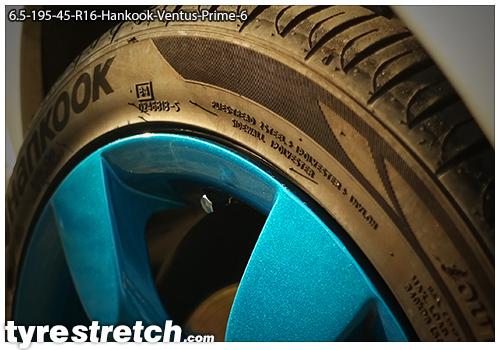 An example of tyre stretch: 195/45 R16 on 6.5J – HANKOOK