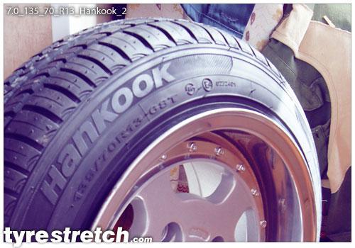 An example of tyre stretch: 135/70 R13 on 7.0J – HANKOOK