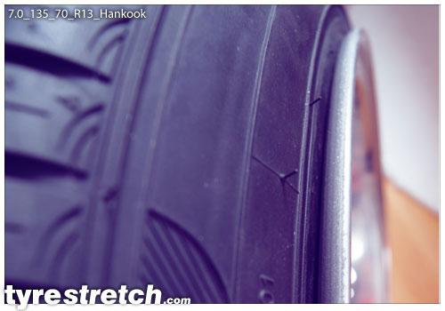An example of tyre stretch: 135/70 R13 on 7.0J – HANKOOK