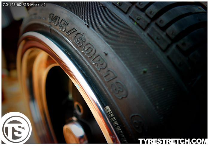 An example of tyre stretch: 145/60 R13 on 7.0J – MAXXIS