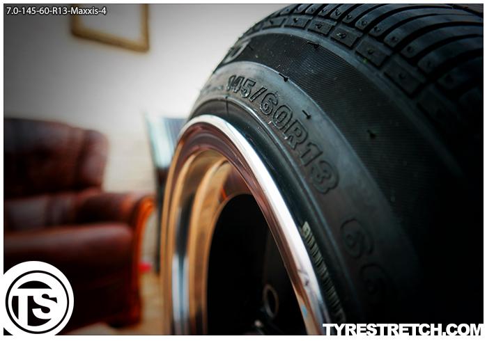 An example of tyre stretch: 145/60 R13 on 7.0J – MAXXIS