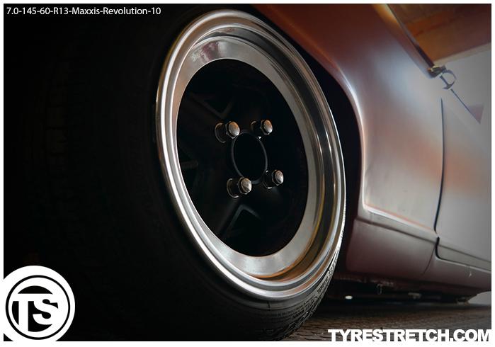 An example of tyre stretch: 145/60 R13 on 7.0J – MAXXIS (REVOLUTION)