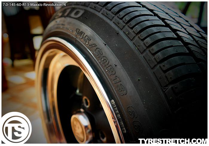An example of tyre stretch: 145/60 R13 on 7.0J – MAXXIS (REVOLUTION)