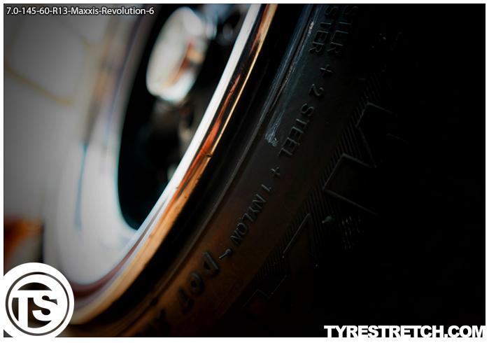 An example of tyre stretch: 145/60 R13 on 7.0J – MAXXIS (REVOLUTION)