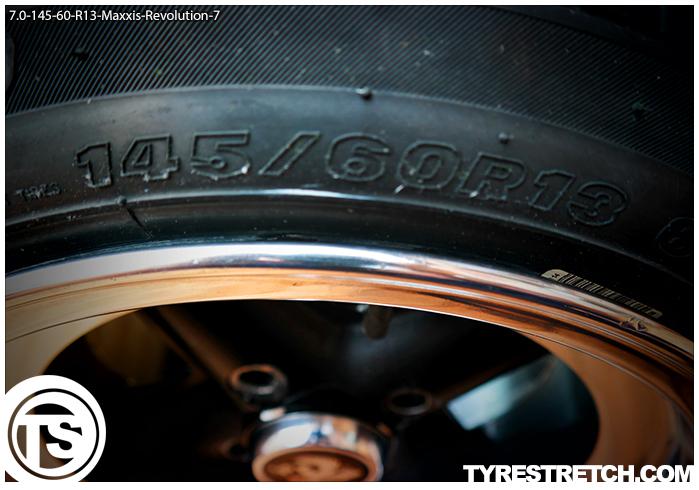 An example of tyre stretch: 145/60 R13 on 7.0J – MAXXIS
