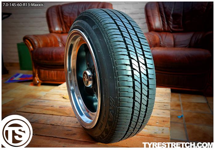 An example of tyre stretch: 145/60 R13 on 7.0J – MAXXIS