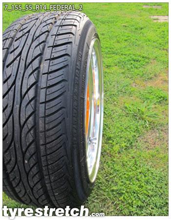 An example of tyre stretch: 155/55 R14 on 7.0J – FEDERAL