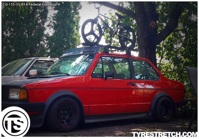 An example of tyre stretch: 155/55 R14 on 7.0J – FEDERAL