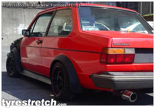 An example of tyre stretch: 155/55 R14 on 7.0J – FEDERAL