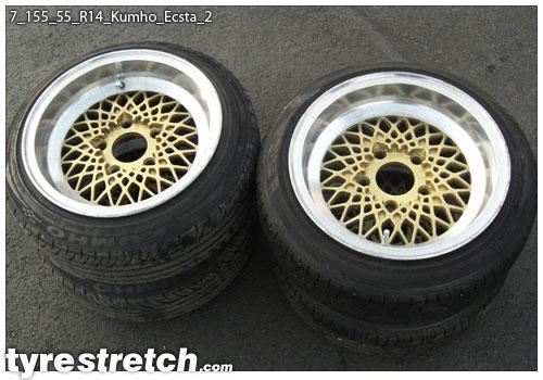An example of tyre stretch: 155/55 R14 on 7.0J – KUMHO