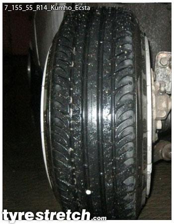 An example of tyre stretch: 155/55 R14 on 7.0J – KUMHO