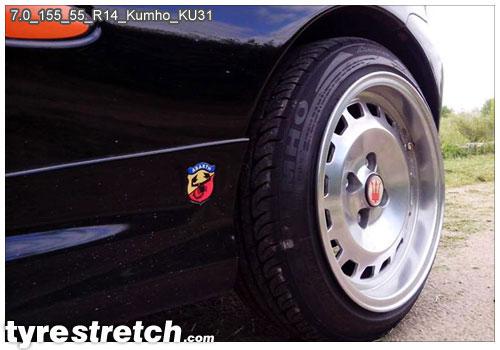 An example of tyre stretch: 155/55 R14 on 7.0J – KUMHO