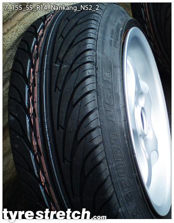 An example of tyre stretch: 155/55 R14 on 7.0J – NANKANG