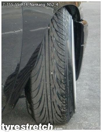 An example of tyre stretch: 155/55 R14 on 7.0J – NANKANG