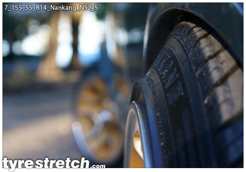 An example of tyre stretch: 155/55 R14 on 7.0J – NANKANG