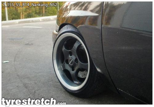 An example of tyre stretch: 155/55 R14 on 7.0J – NANKANG