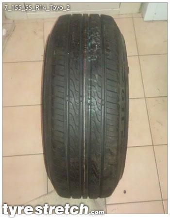 An example of tyre stretch: 155/55 R14 on 7.0J – TOYO