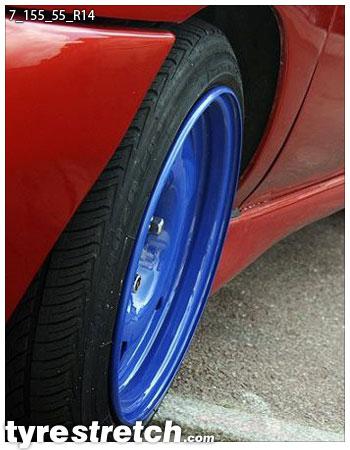 An example of tyre stretch: 155/55 R14 on 7.0J