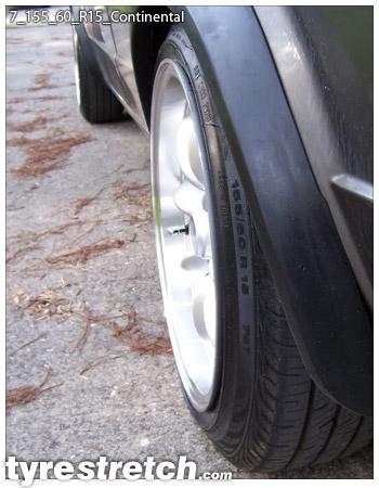 An example of tyre stretch: 155/60 R15 on 7.0J – CONTINENTAL