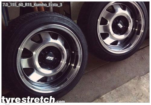 An example of tyre stretch: 155/60 R15 on 7.0J – KUMHO