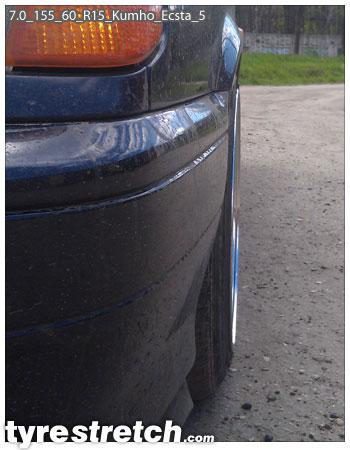 An example of tyre stretch: 155/60 R15 on 7.0J – KUMHO
