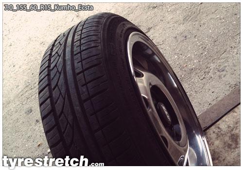 An example of tyre stretch: 155/60 R15 on 7.0J – KUMHO