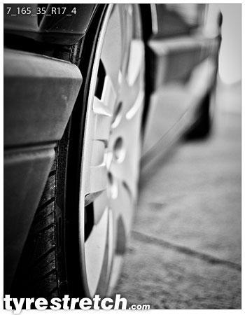 An example of tyre stretch: 165/35 R17 on 7.0J