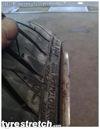 An example of tyre stretch: 165/35 R17 on 7.0J – NANKANG