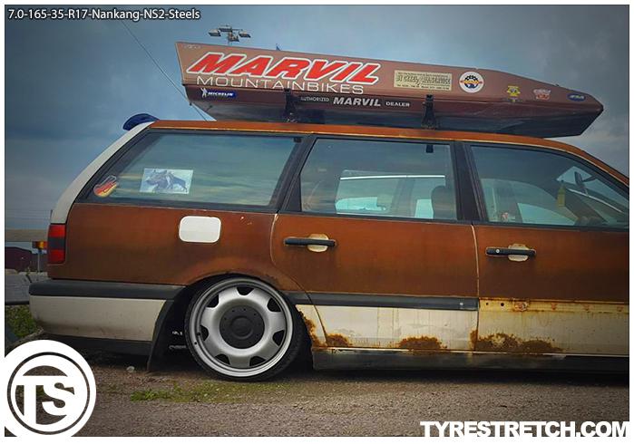 An example of tyre stretch: 165/35 R17 on 7.0J – NANKANG (STEELS)