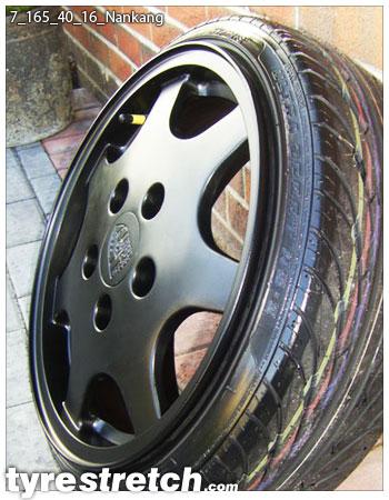 An example of tyre stretch: 165/40 R16 on 7.0J – NANKANG (PORSCHE)