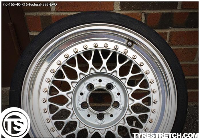 An example of tyre stretch: 165/40 R16 on 7.0J – FEDERAL