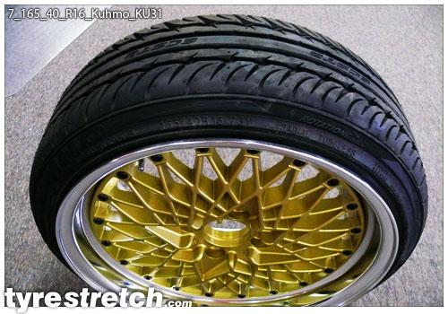 An example of tyre stretch: 165/40 R16 on 7.0J – KUMHO