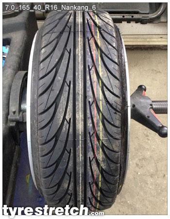 An example of tyre stretch: 165/40 R16 on 7.0J – NANKANG