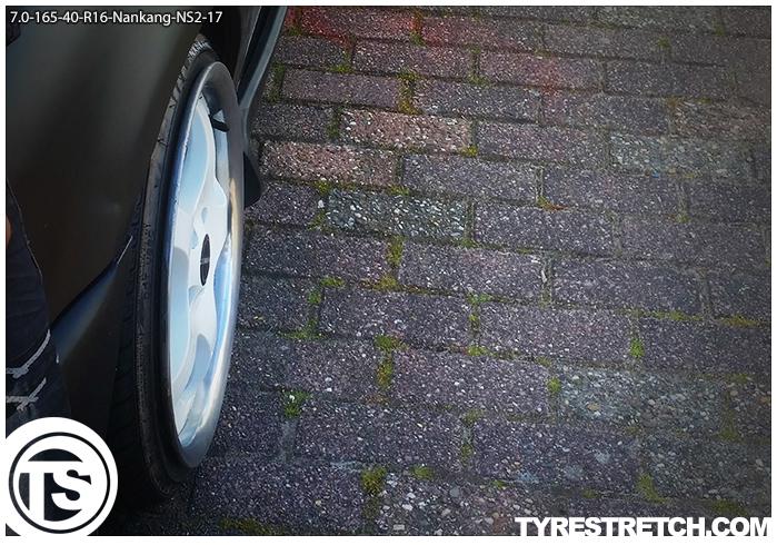 An example of tyre stretch: 165/40 R16 on 7.0J – NANKANG