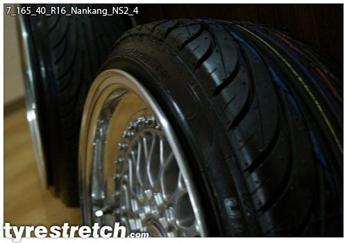 An example of tyre stretch: 165/40 R16 on 7.0J – NANKANG