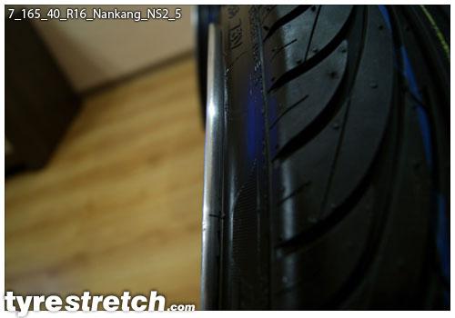 An example of tyre stretch: 165/40 R16 on 7.0J – NANKANG