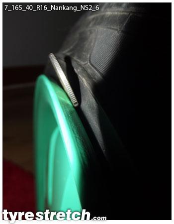 An example of tyre stretch: 165/40 R16 on 7.0J – NANKANG