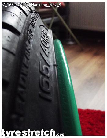 An example of tyre stretch: 165/40 R16 on 7.0J – NANKANG
