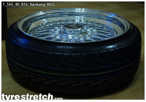 An example of tyre stretch: 165/40 R16 on 7.0J – NANKANG