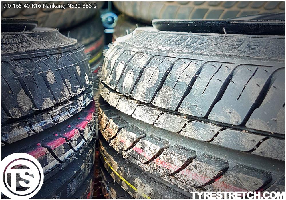 An example of tyre stretch: 165/40 R16 on 7.0J – NANKANG (BBS)