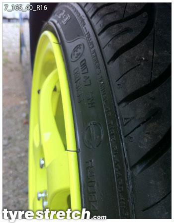 An example of tyre stretch: 165/40 R16 on 7.0J