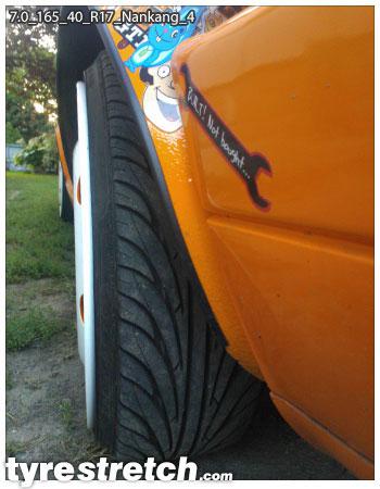 An example of tyre stretch: 165/40 R17 on 7.0J – NANKANG