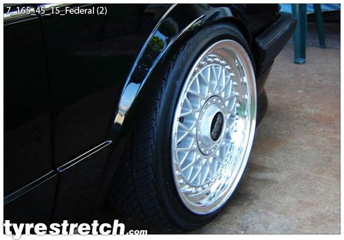 An example of tyre stretch: 165/45 R15 on 7.0J – FEDERAL