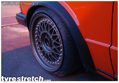 An example of tyre stretch: 165/45 R15 on 7.0J – FEDERAL