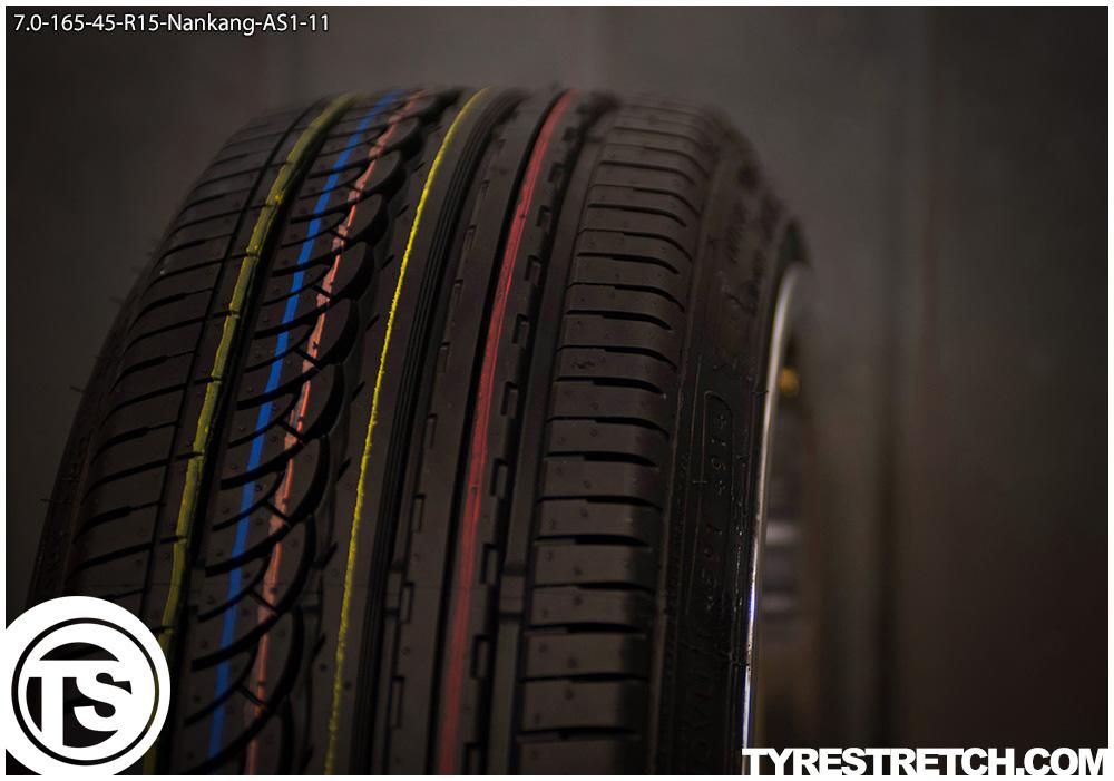 An example of tyre stretch: 165/45 R15 on 7.0J – NANKANG