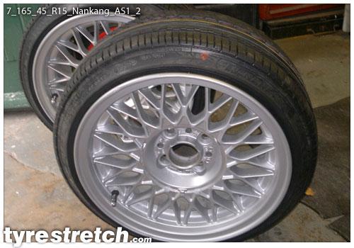 An example of tyre stretch: 165/45 R15 on 7.0J – NANKANG