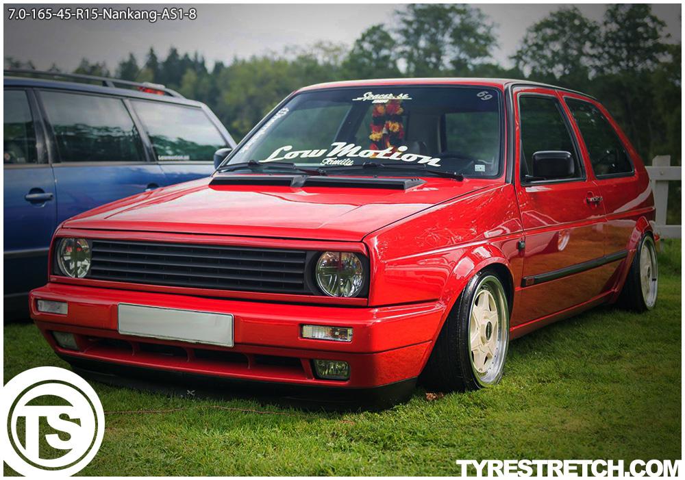 An example of tyre stretch: 165/45 R15 on 7.0J – NANKANG